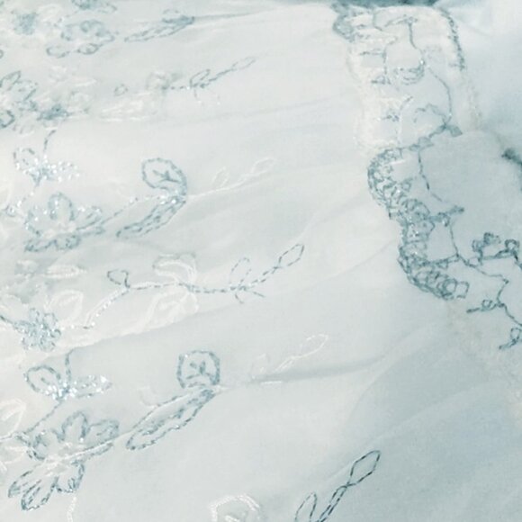 1950s Pale Blue Vintage Half Slip Petticoat With A Ruffle Bottom And Embroidery - Picture 4 of 5